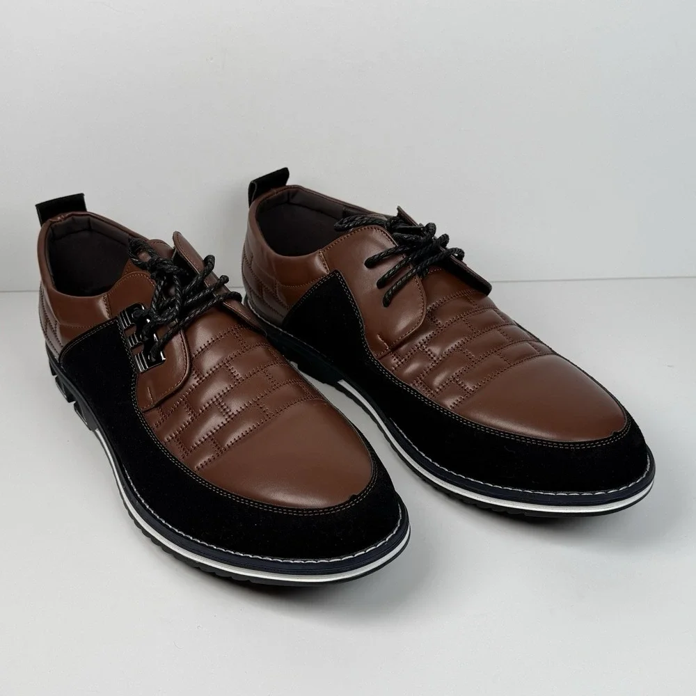 Gatsby Oxford‎ Derby Dress Shoes Brown Black Leather Quilted Men's 15